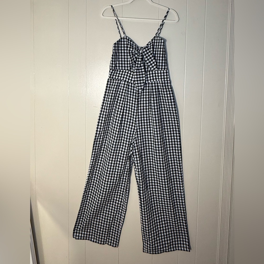 SHEIN Black and White Gingham Jumpsuit